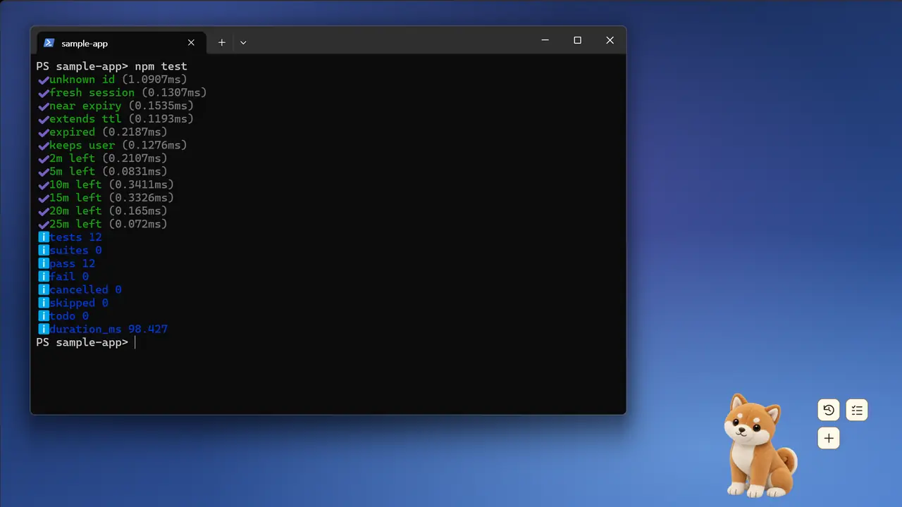 Windows 바탕화면에서 강아지가 터미널 창 앞을 가로질러 공을 쫓아 달리는 실제 화면 녹화